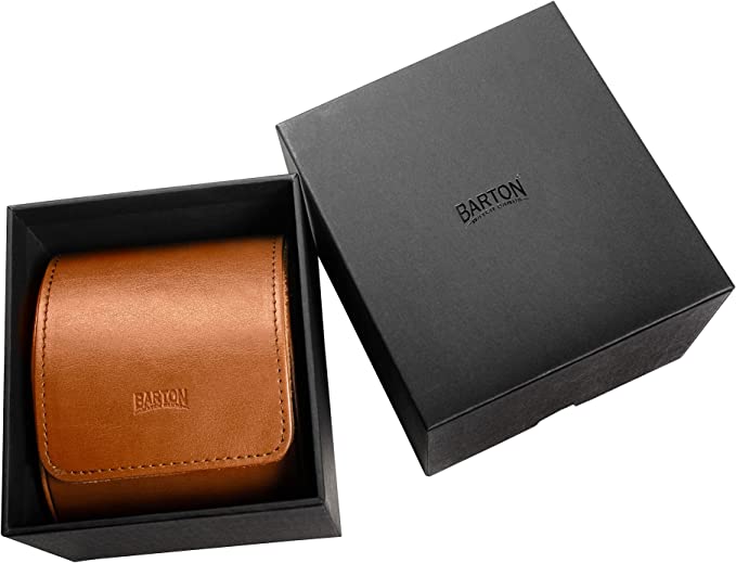 BARTON Watch Roll - Brown Recycled Leather Watch Travel Case