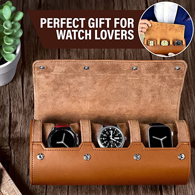 Leather Watch Roll Travel Case for 1 Watch – Barton Watch Bands